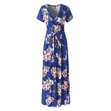 Load image into Gallery viewer, [On Sale] Summer women dress Sexy Short Sleeve V-Neck Flower Print Evening Party Prom Swing Long dresses party night dress women